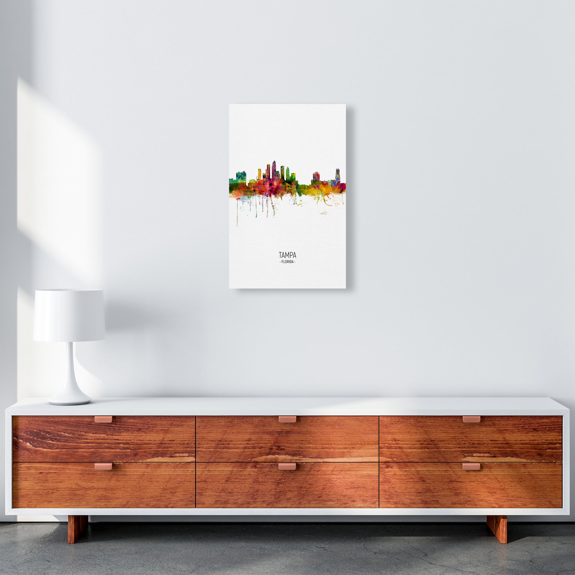 Tampa Florida Skyline Portrait Art Print by Michael Tompsett A3 Canvas