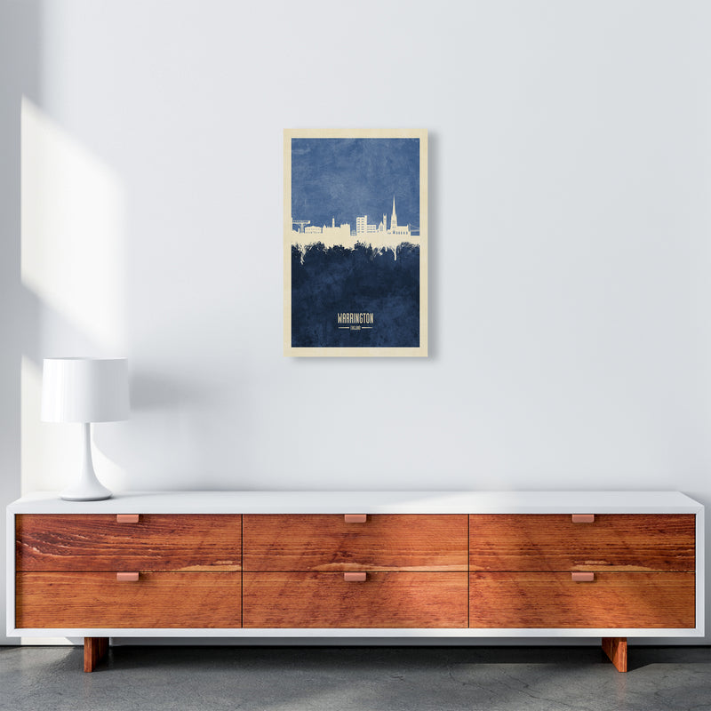 Warrington England Skyline Portrait Navy Art Print by Michael Tompsett A3 Canvas