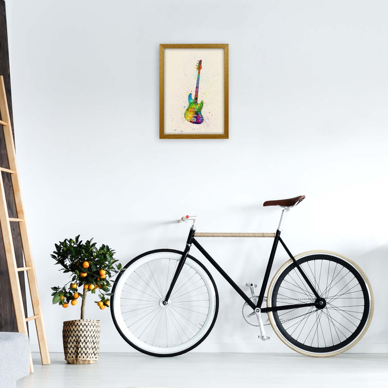 Electric Bass Guitar Watercolour Multi-Colour  by Michael Tompsett A3 Print Only