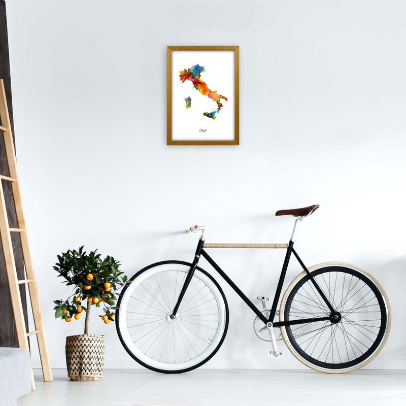Italy Watercolour Map Art Print by Michael Tompsett A3 Print Only