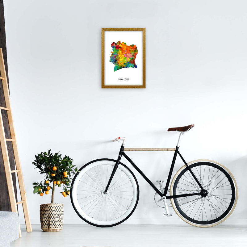 Ivory Coast Watercolour Map Art Print by Michael Tompsett A3 Print Only