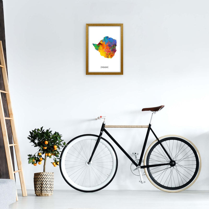 Zimbabwe Watercolour Map Art Print by Michael Tompsett A3 Print Only