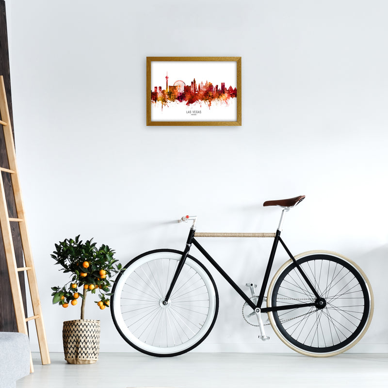 Las Vegas Nevada Skyline Red City Name  by Michael Tompsett A3 Print Only