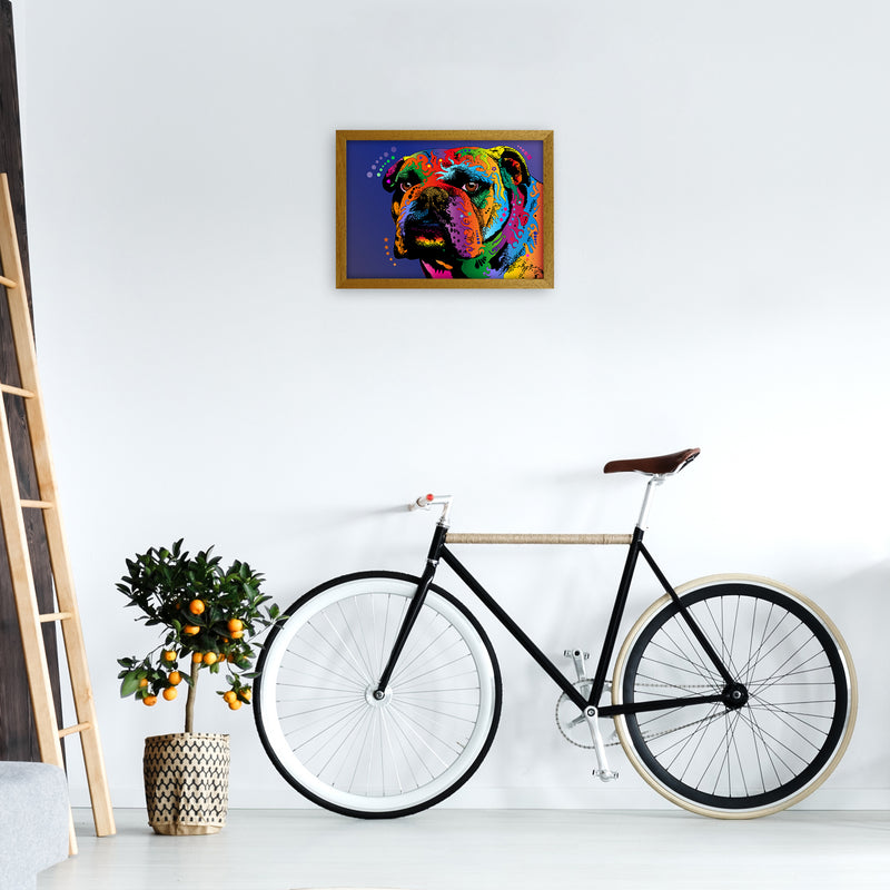 Bulldog Dog Blue Art Print by Michael Tompsett A3 Print Only
