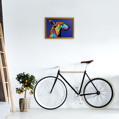 English Bull Terrier Dog Blue Art Print by Michael Tompsett A3 Print Only