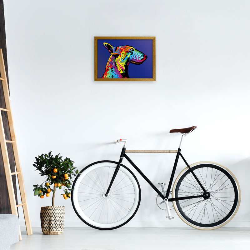 English Bull Terrier Dog Blue Art Print by Michael Tompsett A3 Print Only