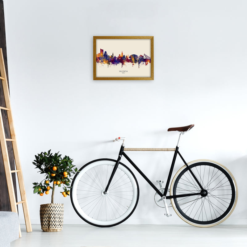Valencia Spain Skyline Autumn City Name Art Print by Michael Tompsett A3 Print Only