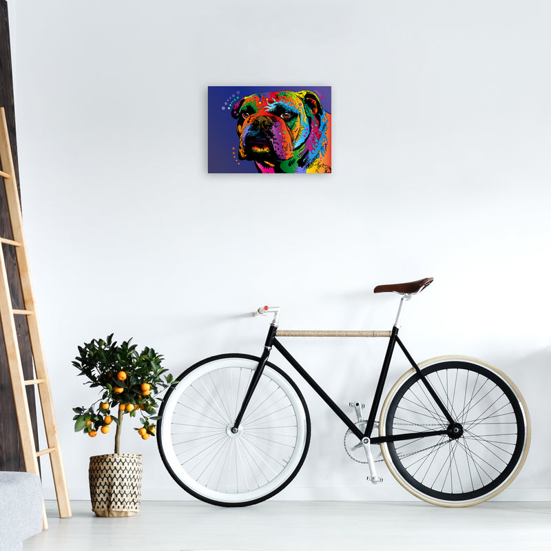 Bulldog Dog Blue Art Print by Michael Tompsett A3 Black Frame