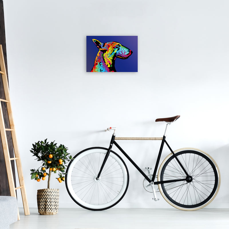 English Bull Terrier Dog Blue Art Print by Michael Tompsett A3 Black Frame