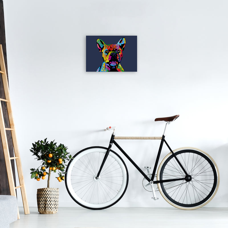 French Bulldog Dog Navy Art Print by Michael Tompsett A3 Black Frame