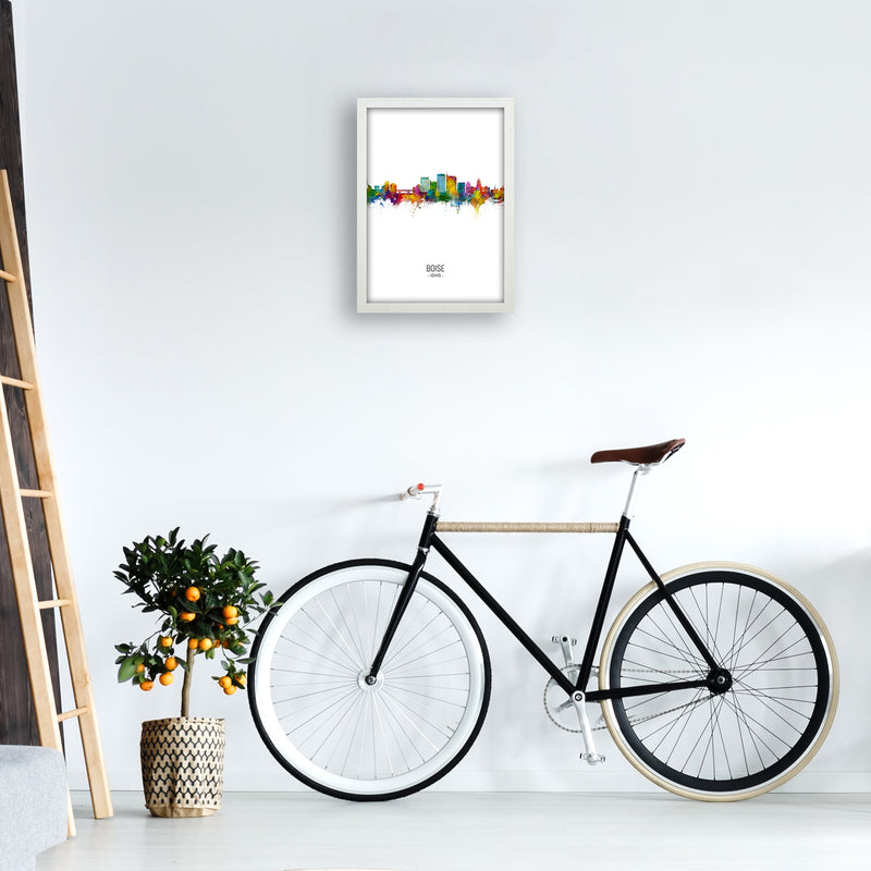Boise Idaho Skyline Portrait Art Print by Michael Tompsett A3 Oak Frame