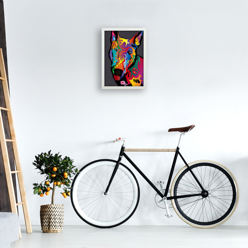 English Bull Terrier Dog Art Print by Michael Tompsett A3 Oak Frame