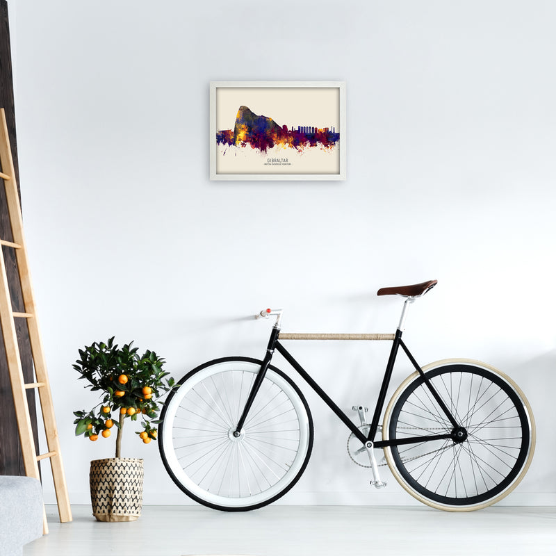 Gibraltar Skyline Autumn City Name Art Print by Michael Tompsett A3 Oak Frame