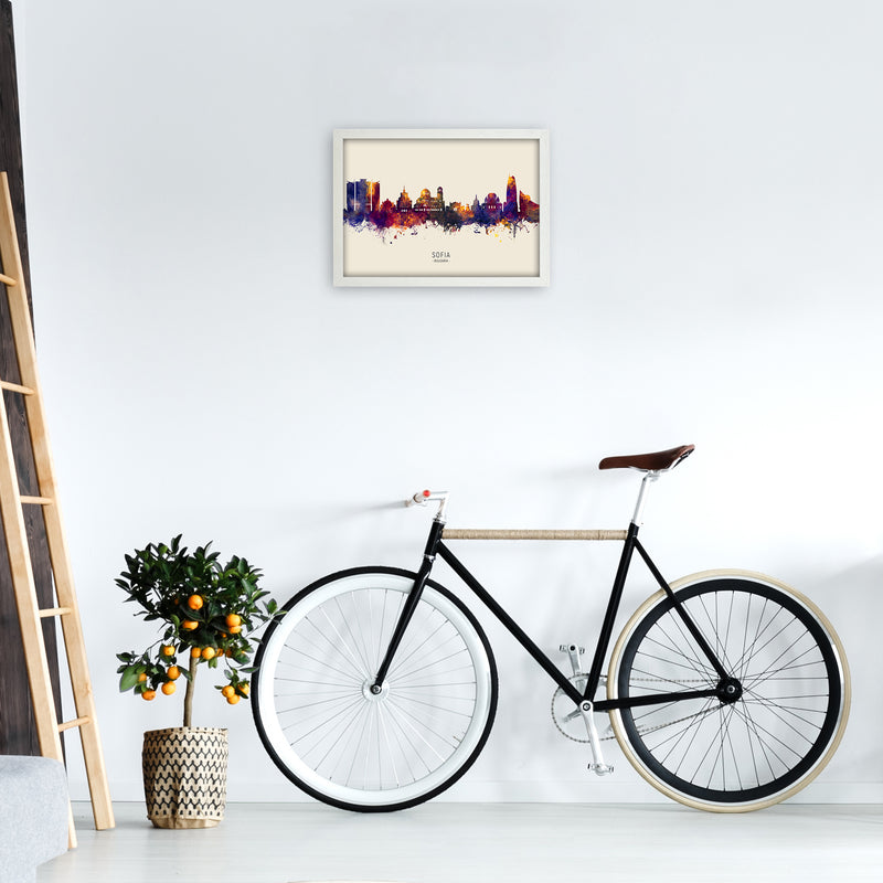 Sofia Bulgaria Skyline Autumn City Name Art Print by Michael Tompsett A3 Oak Frame