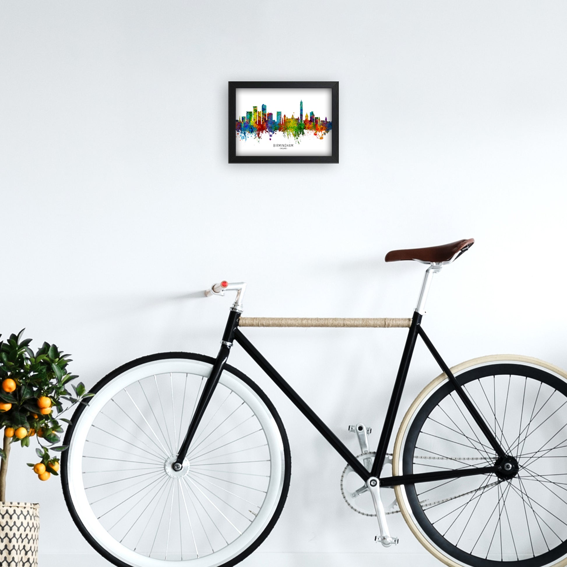 Birmingham England Skyline Art Print by Michael Tompsett A4 White Frame