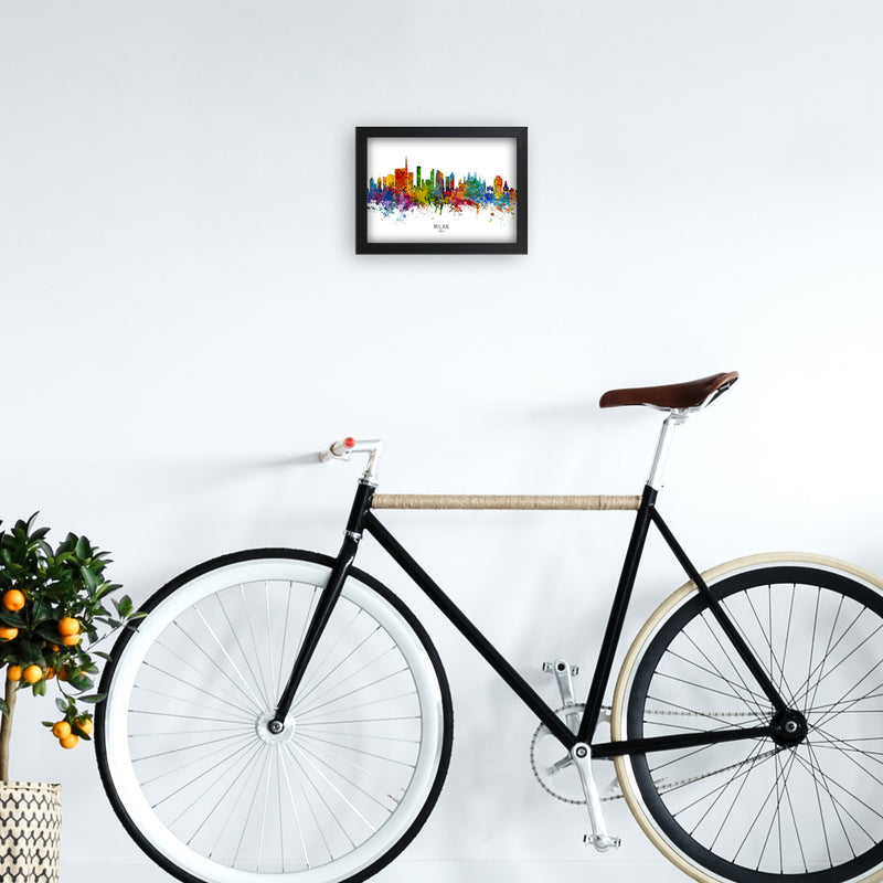 Milan Italy Skyline Art Print by Michael Tompsett A4 White Frame