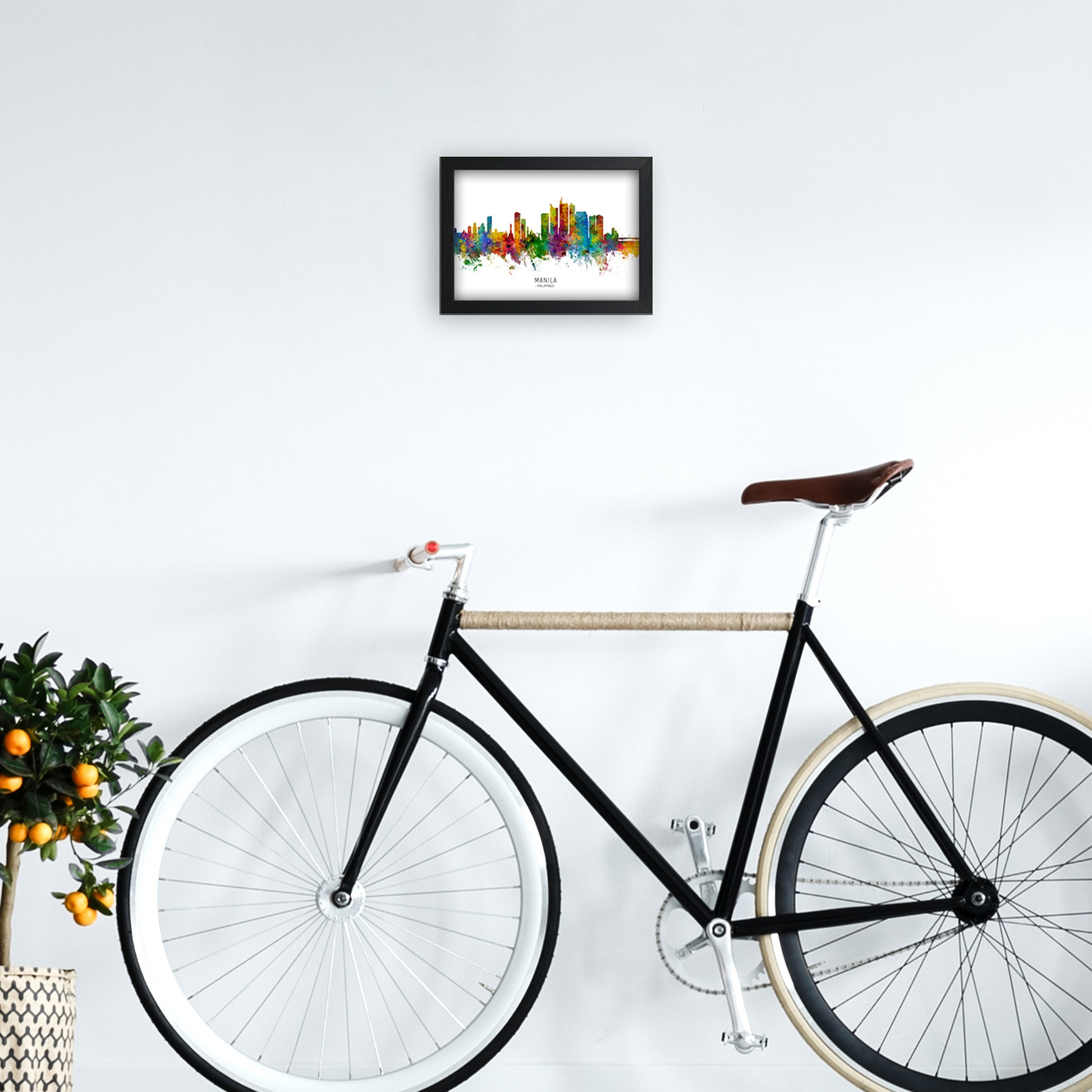 Manila Philippines Skyline Art Print by Michael Tompsett A4 White Frame