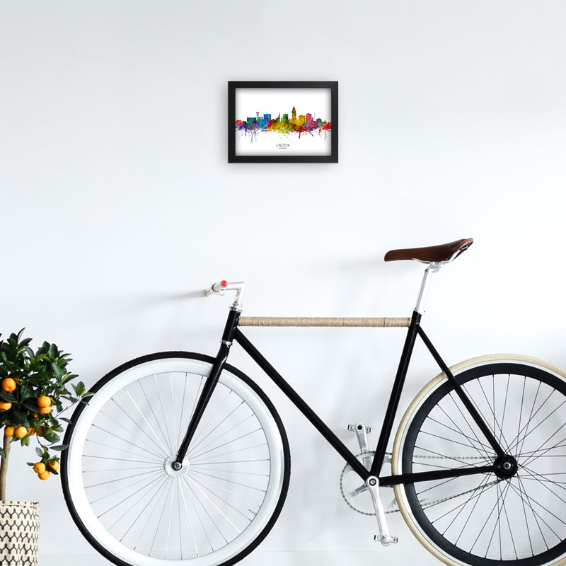 Lincoln Nebraska Skyline Art Print by Michael Tompsett A4 White Frame