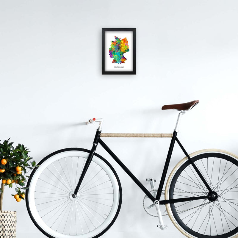 Deutschland Watercolour Map Art Print by Michael Tompsett A4 White Frame
