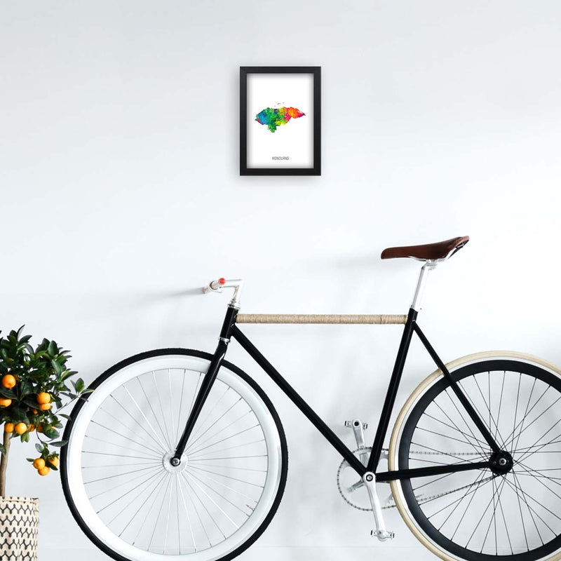 Honduras Watercolour Map Art Print by Michael Tompsett A4 White Frame