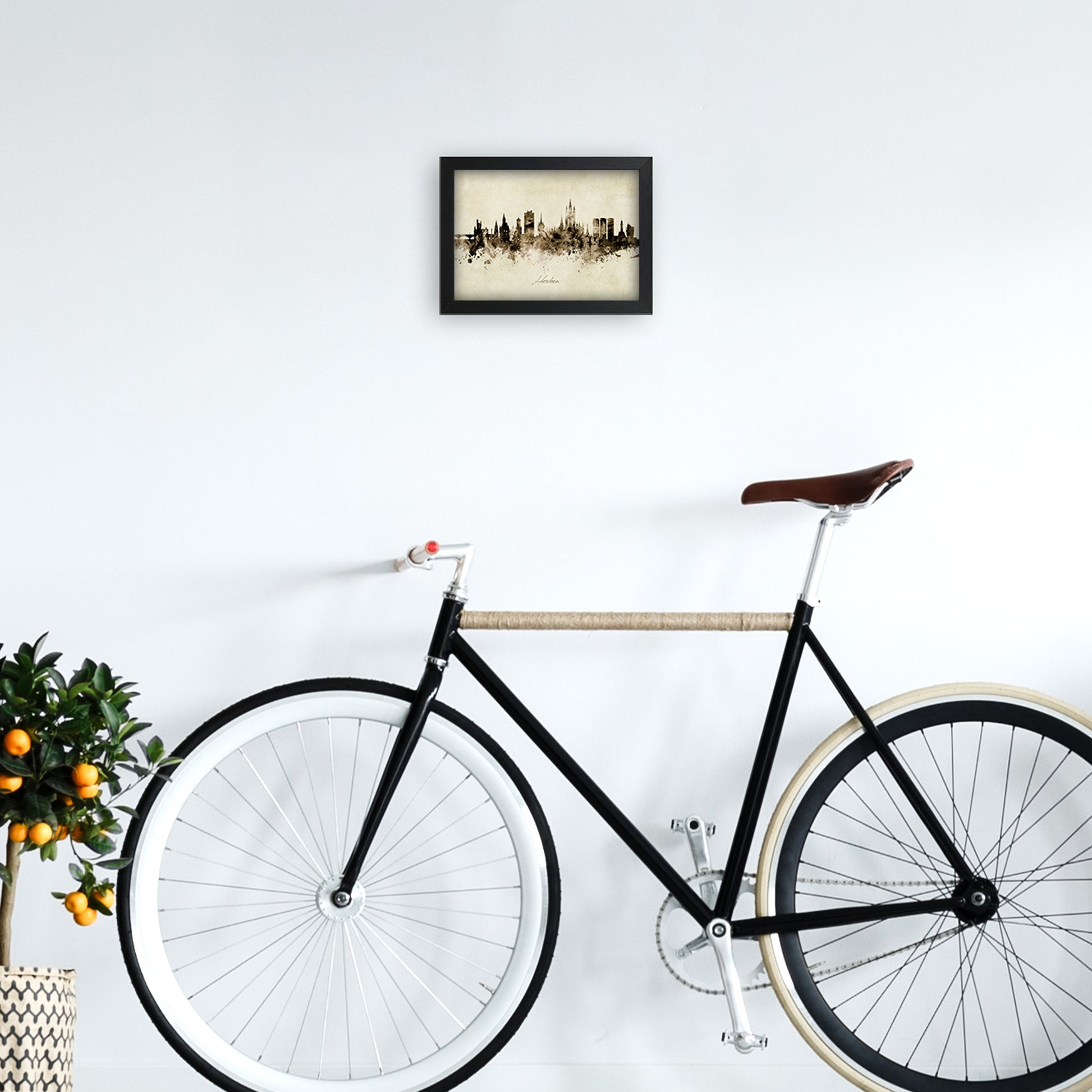 Aberdeen Scotland Skyline Vintage Art Print by Michael Tompsett A4 White Frame