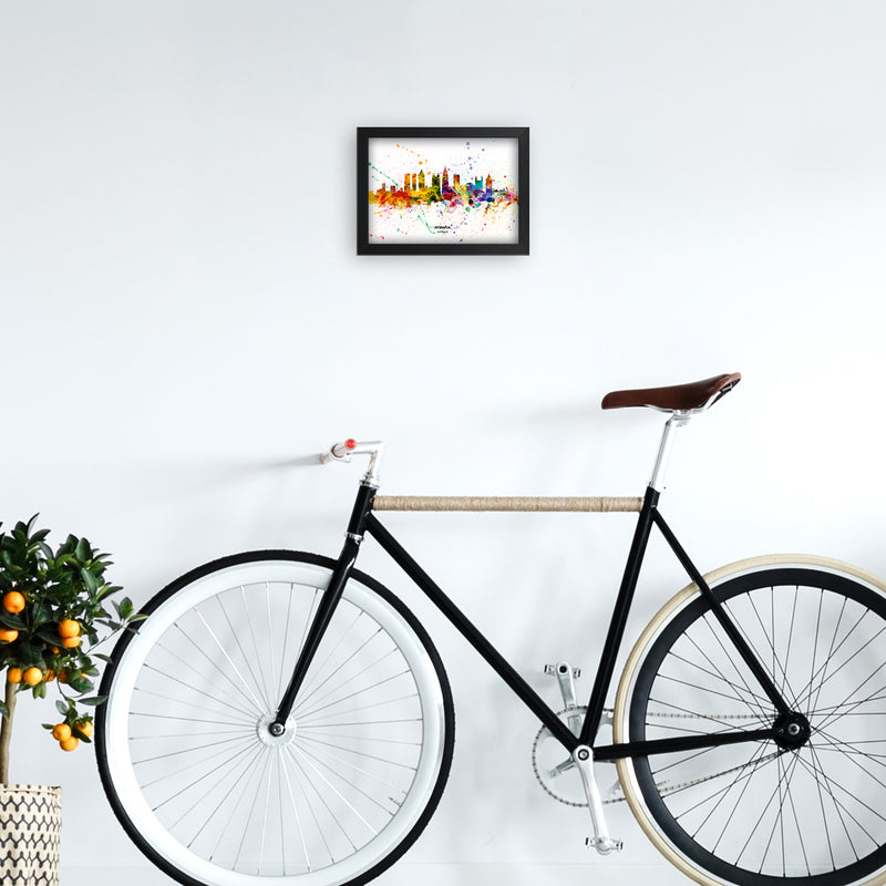 Atlanta Georgia Skyline Splash Art Print by Michael Tompsett A4 White Frame