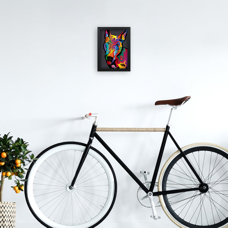 English Bull Terrier Dog Art Print by Michael Tompsett A4 White Frame