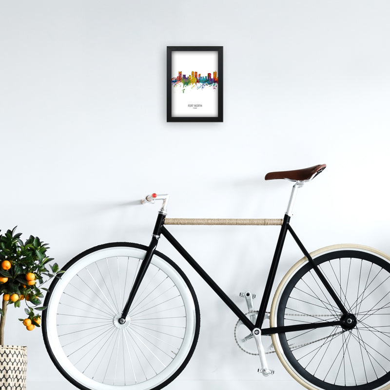 Fort Worth Texas Skyline Portrait Art Print by Michael Tompsett A4 White Frame