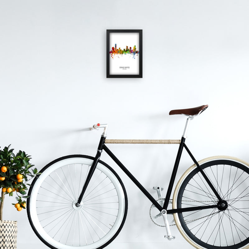 Grand Rapids Michigan Skyline Portrait Art Print by Michael Tompsett A4 White Frame