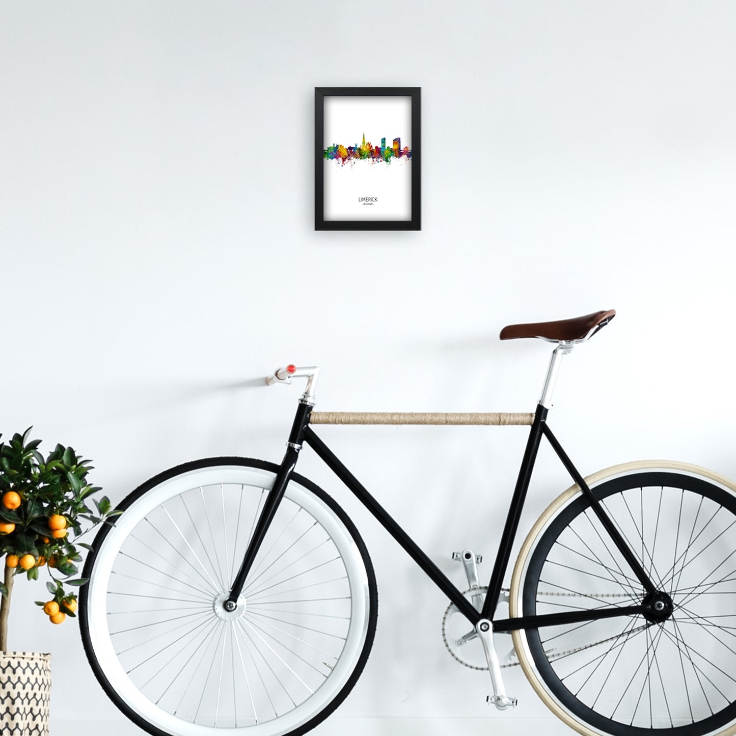 Limerick Ireland Skyline Portrait Art Print by Michael Tompsett A4 White Frame