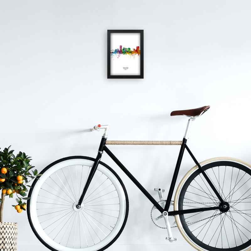 Toledo Ohio Skyline Portrait Art Print by Michael Tompsett A4 White Frame