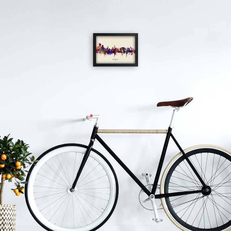 Valencia Spain Skyline Autumn City Name Art Print by Michael Tompsett A4 White Frame