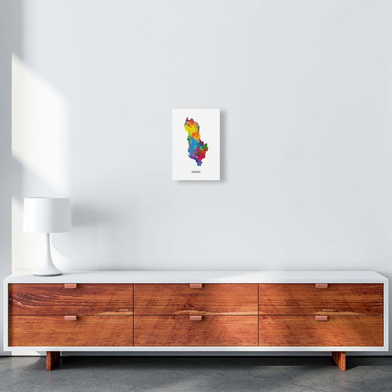Albania Watercolour Map Art Print by Michael Tompsett A4 Canvas