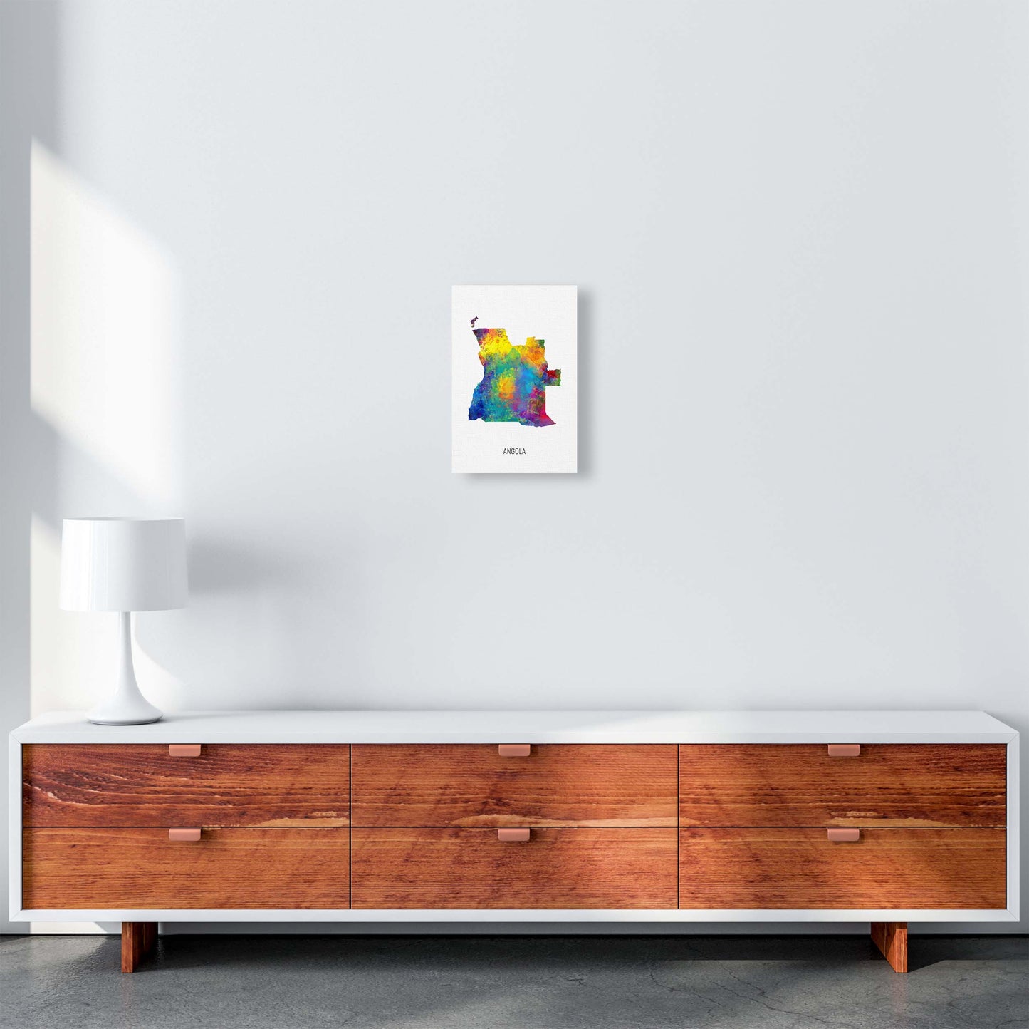 Angola Watercolour Map Art Print by Michael Tompsett A4 Canvas