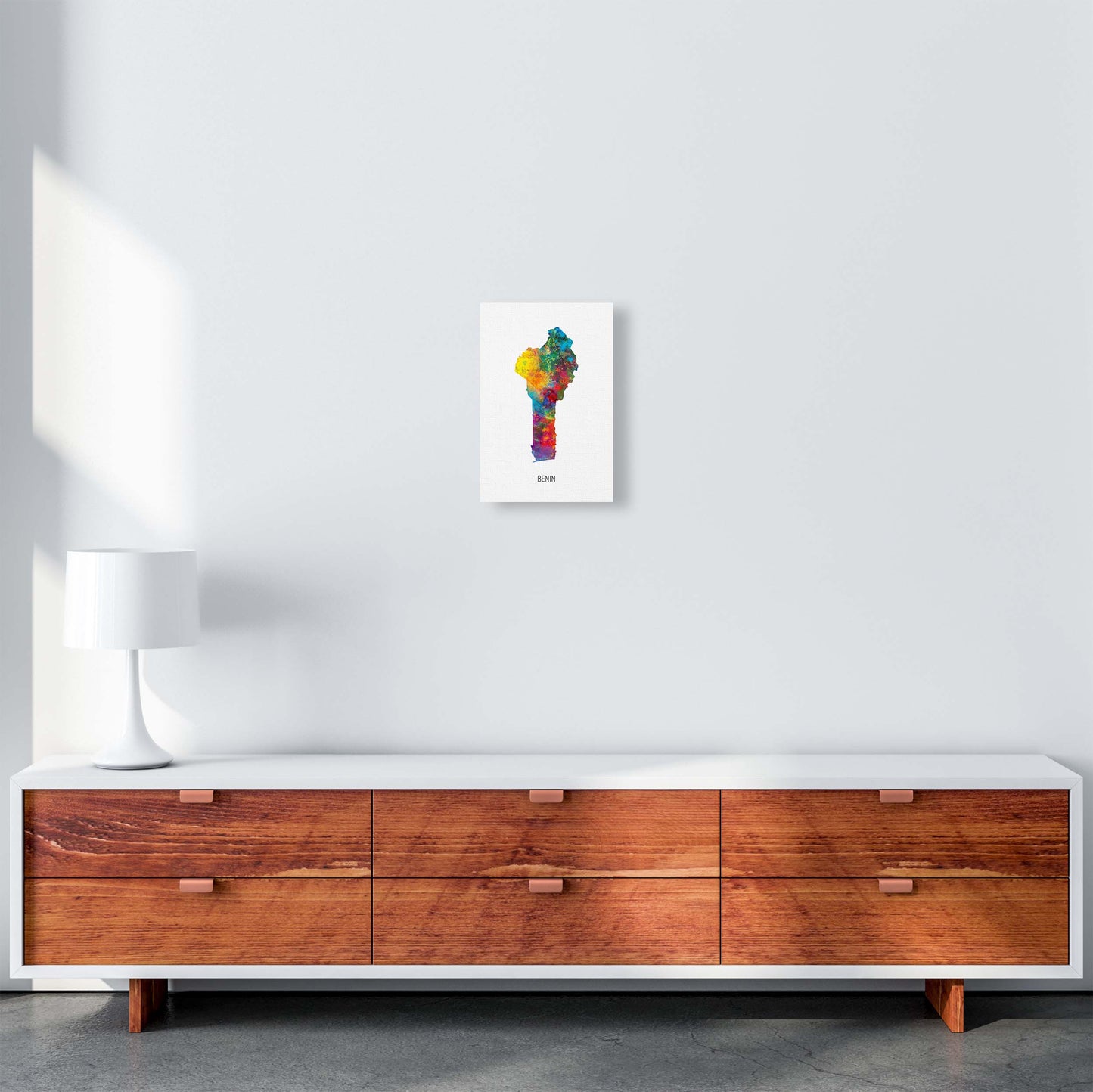 Benin Watercolour Map Art Print by Michael Tompsett A4 Canvas