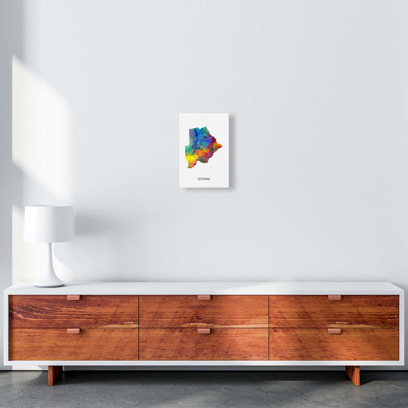 Botswana Watercolour Map Art Print by Michael Tompsett A4 Canvas