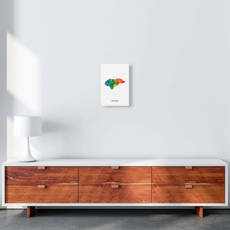 Honduras Watercolour Map Art Print by Michael Tompsett A4 Canvas