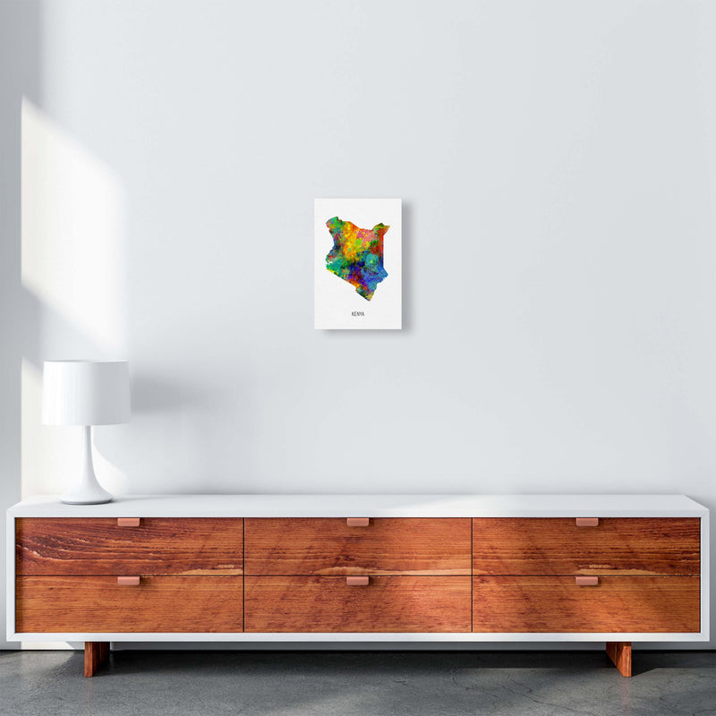 Kenya Watercolour Map Art Print by Michael Tompsett A4 Canvas