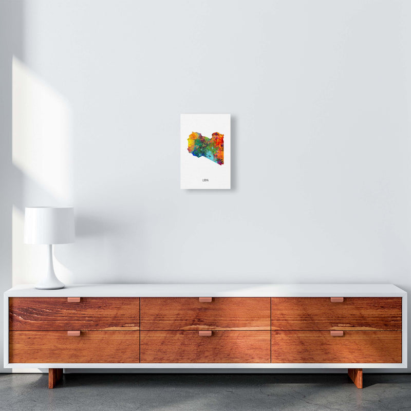 Libya Watercolour Map Art Print by Michael Tompsett A4 Canvas
