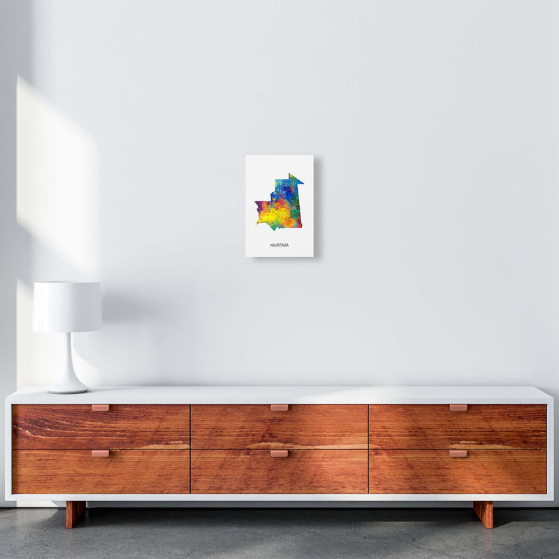 Mauritania Watercolour Map Art Print by Michael Tompsett A4 Canvas