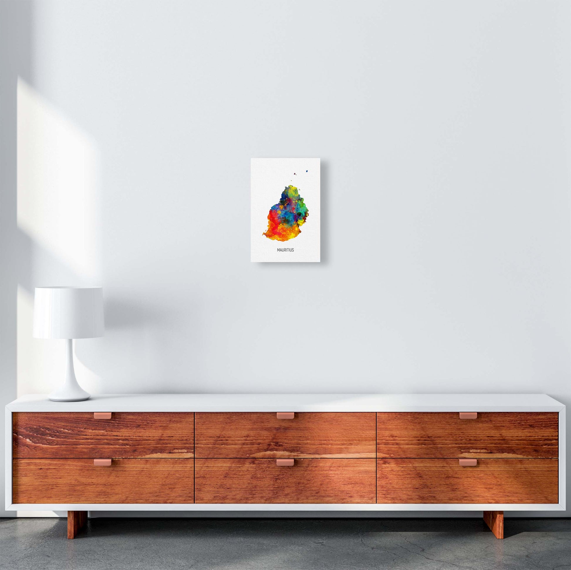 Mauritius Watercolour Map Art Print by Michael Tompsett A4 Canvas