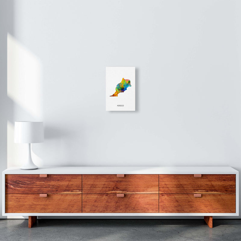 Morocco Watercolour Map Art Print by Michael Tompsett A4 Canvas