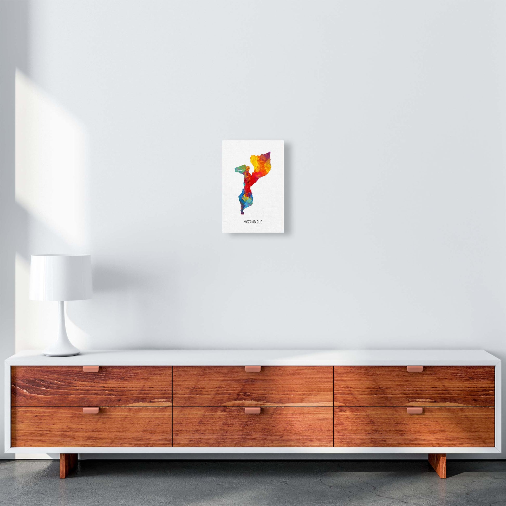 Mozambique Watercolour Map Art Print by Michael Tompsett A4 Canvas