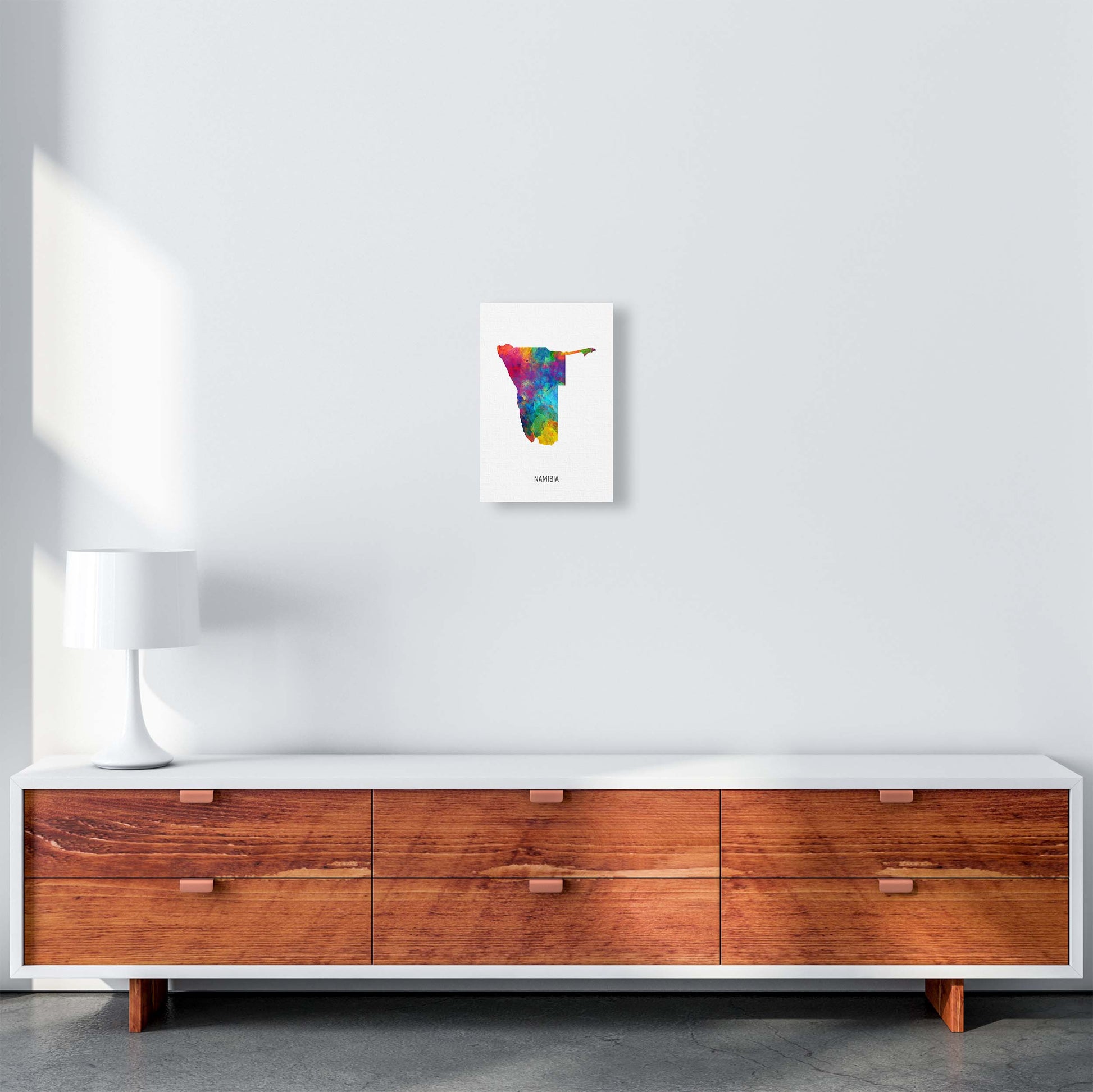 Namibia Watercolour Map Art Print by Michael Tompsett A4 Canvas