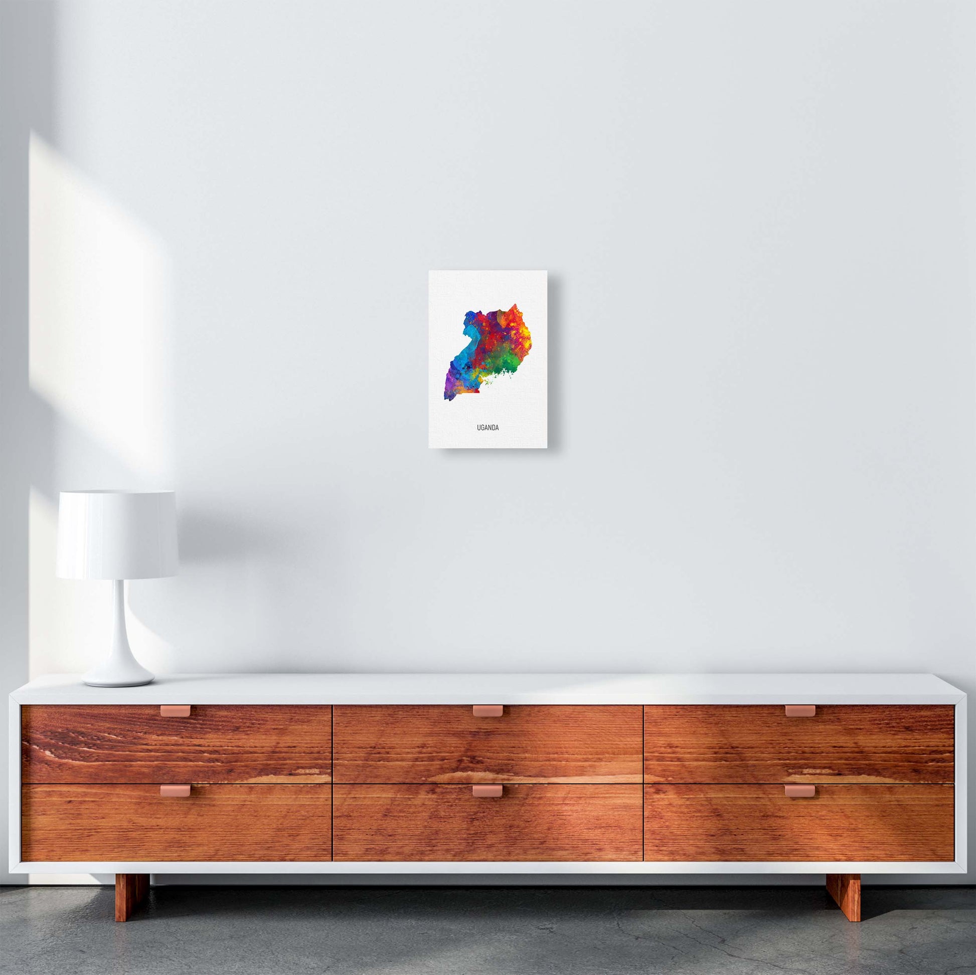 Uganda Watercolour Map Art Print by Michael Tompsett A4 Canvas