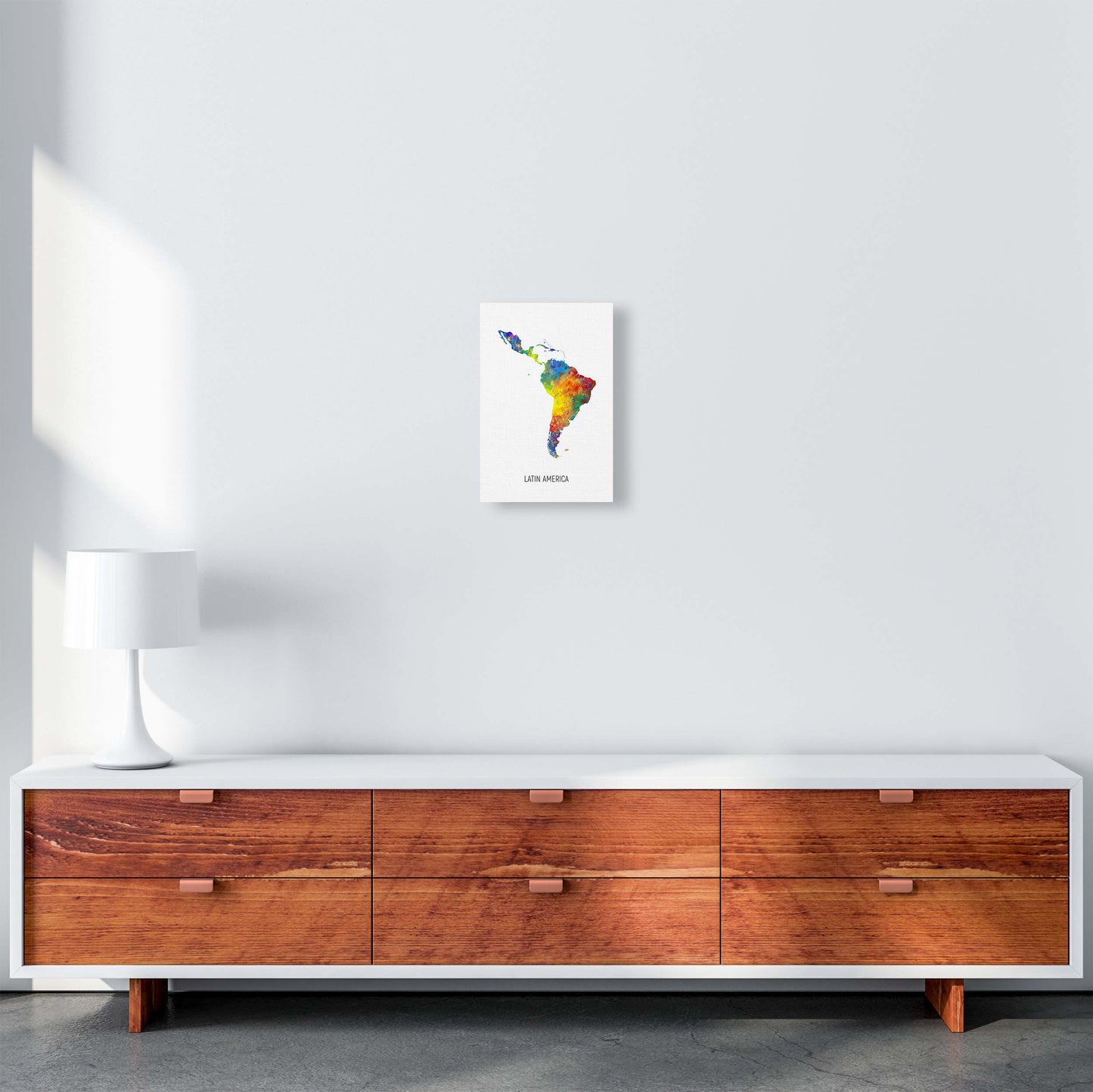 Latin America Watercolour Map Art Print by Michael Tompsett A4 Canvas