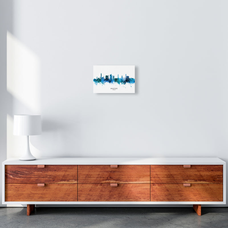 Bradford England Skyline Blue City Name  by Michael Tompsett A4 Canvas