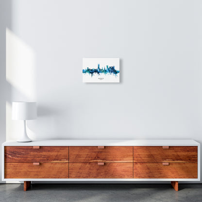 Warwick England Skyline Blue City Name  by Michael Tompsett A4 Canvas