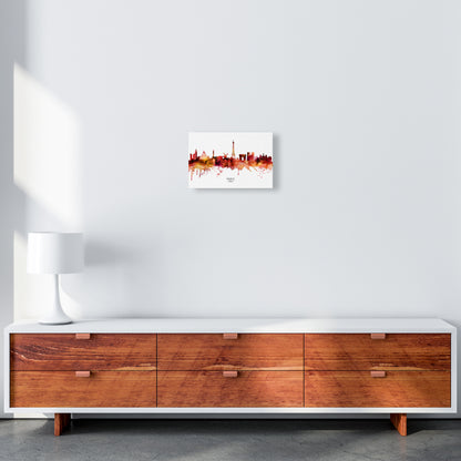 Paris France Skyline Red City Name Print by Michael Tompsett A4 Canvas