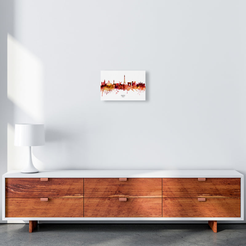 Paris France Skyline Red City Name Print by Michael Tompsett A4 Canvas